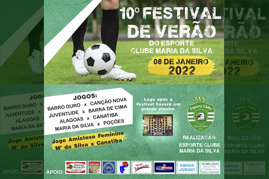 VEM AÍ O 10º FESTIVAL DE VERÃO DO ESPORTE CLUBE MARIA DA SILVA