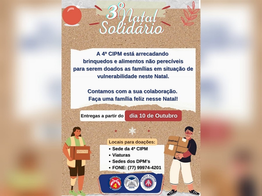 3º NATAL SOLIDÁRIO: A CAMPANHA É REALIZADA PELA 4ª CIPM! PARTICIPEM…