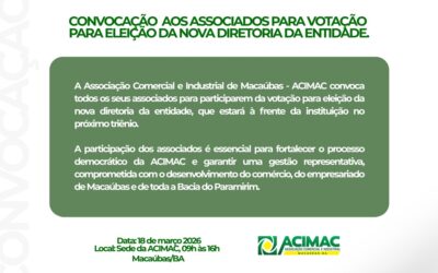 CONVOCAÇÃO GERAL: ACIMAC DEFINE NOVA DIRETORIA PARA O TRIÊNIO 2026/2029